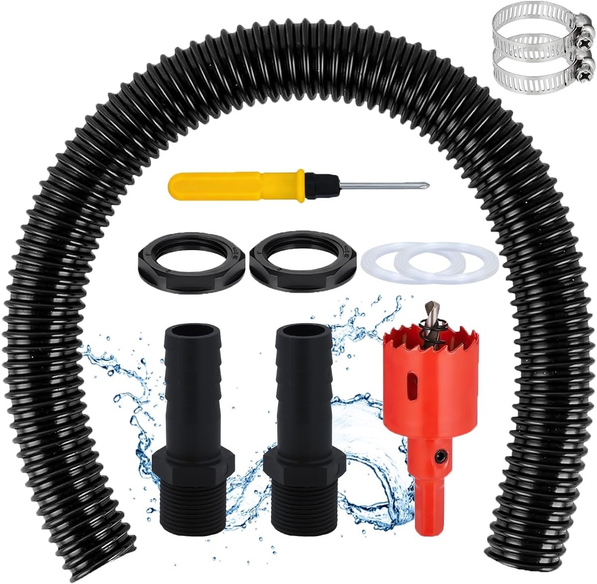 Regenton Verbindingsset - Zwart - 100 cm - PE Materiaal - Voor Regentonnen