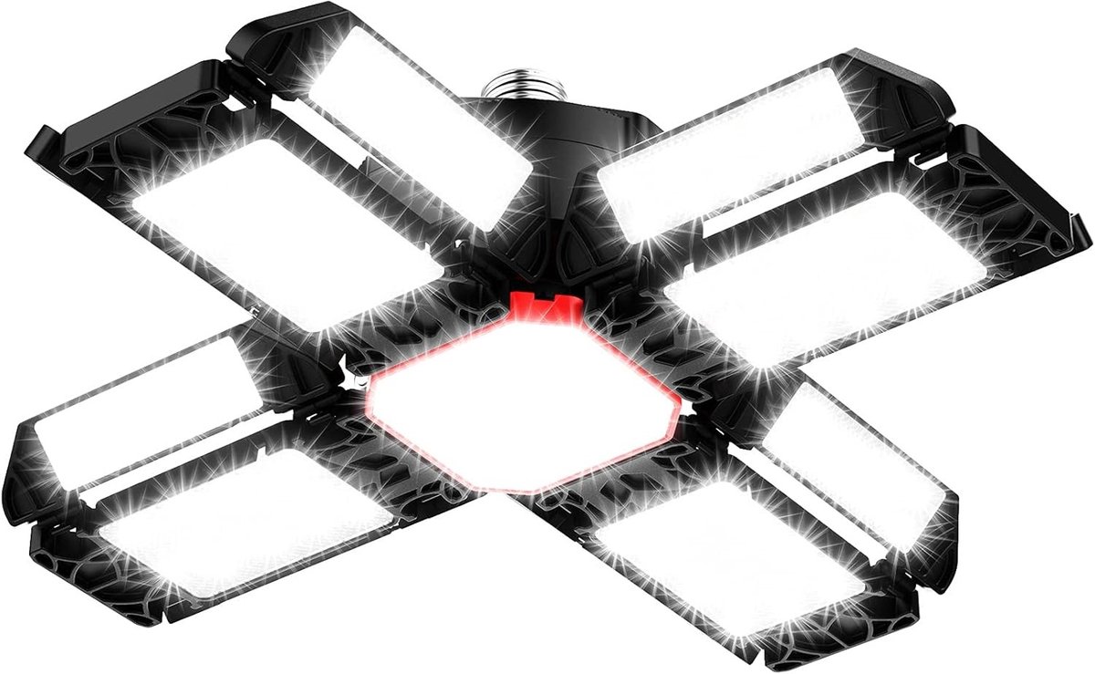 LED Garage Verlichting - Wit - 33 x 33 x 33 cm - Vervormbare Plafondlamp met 12 Verstelbare Panelen - Voor Werkplaats en Magazijn