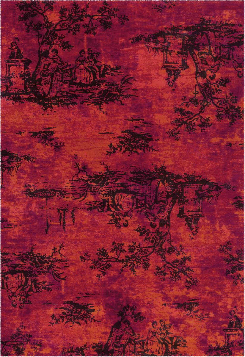 Padiro laagpolig vloerkleed 170 x 240 cm - rood - modern abstract design - geschikt voor vloerverwarming - van modacryl
