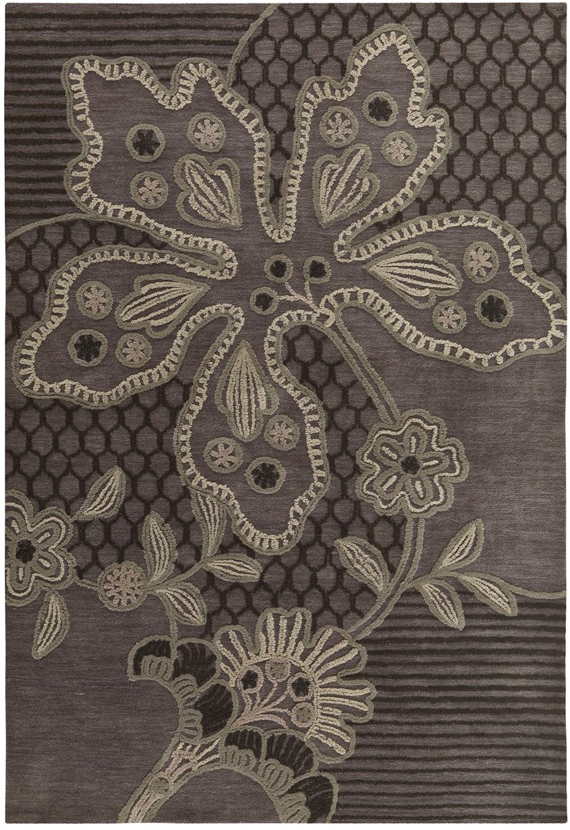 Padiro laagpolig vloerkleed 120 x 180 cm - bruin / beige - botanisch bloemenpatroon - geschikt voor vloerverwarming - van modacryl