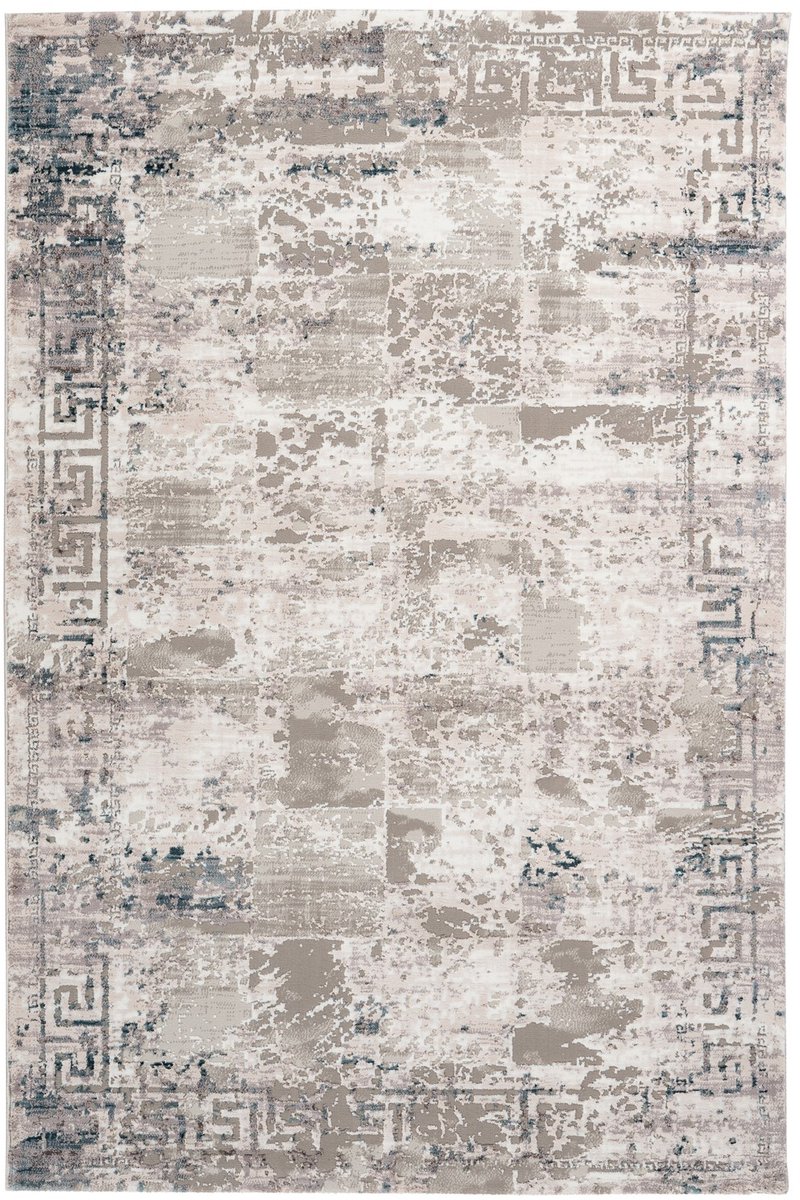Padiro laagpolig vloerkleed 120 x 170 cm - taupe - vintage patroon - van polyester met krimpcomponent