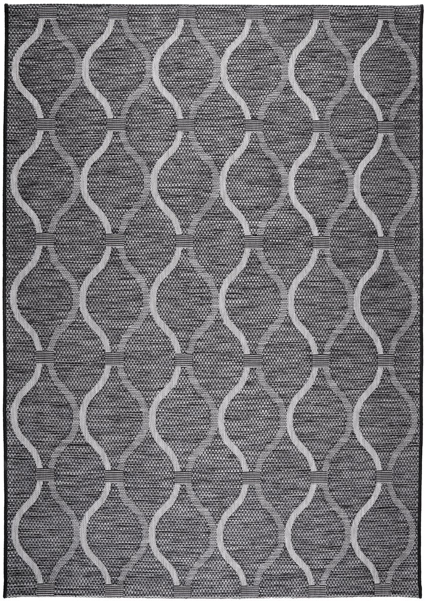 Padiro laagpolig vloerkleed 120 x 170 cm - grijs - modern geometrisch patroon - voor binnen en buiten - geschikt voor vloerverwarming - van polypropyleen
