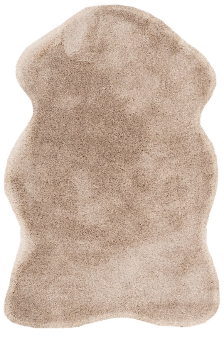 Padiro hoogpolig vloerkleed 60 x 90 cm - crème - modern effen design - geschikt voor vloerverwarming - van polyester