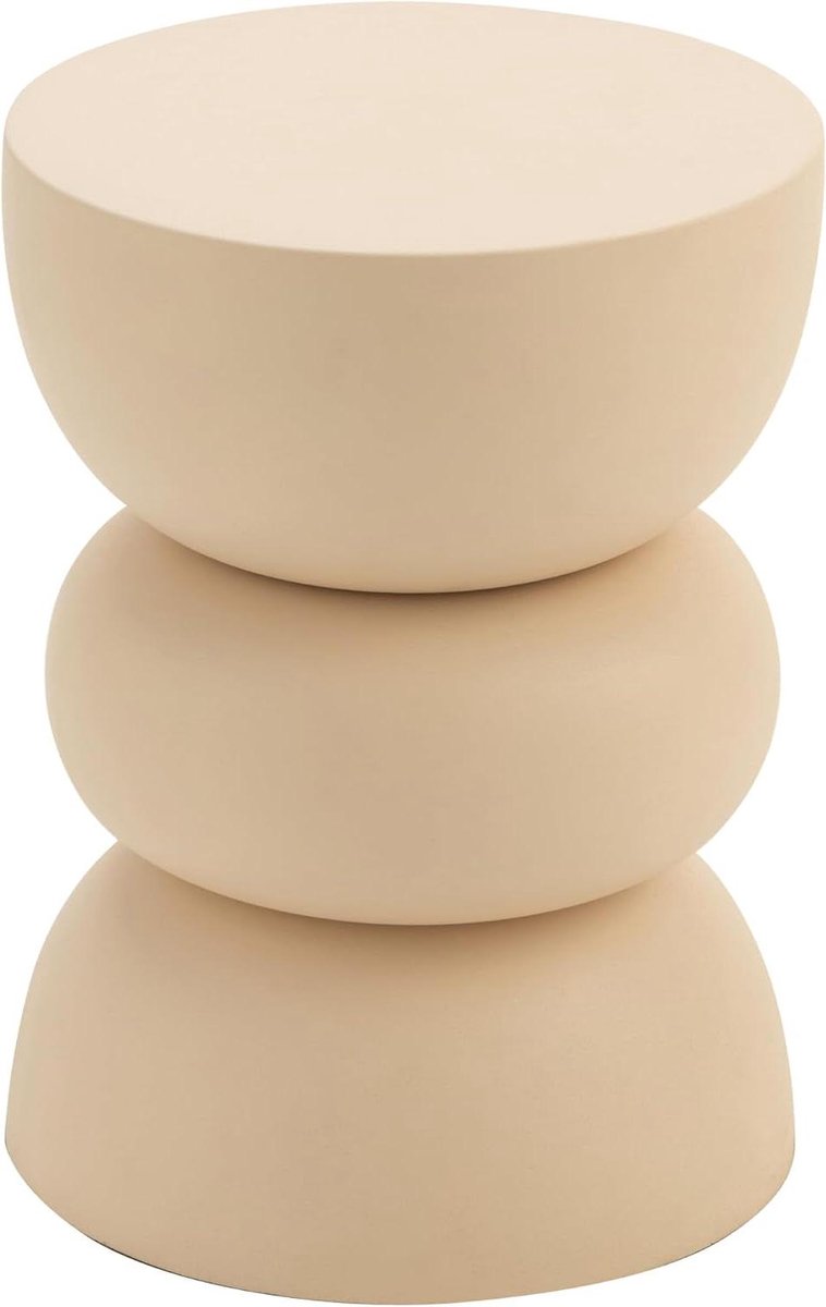 Uitschuiftafel Ijzer - Bijzettafel Uitschuifbaar - Ruimte Besparen - Eenvoudig Uitschuifbaar - 32 x 32 x 43.5 cm - Beige