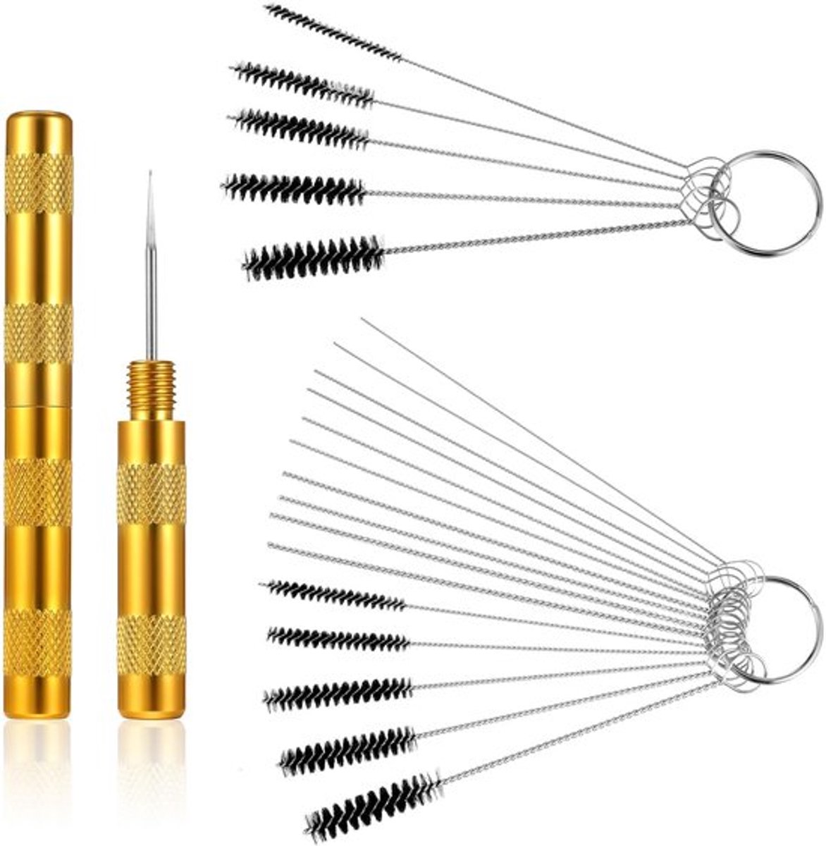 Airbrush Reinigingsset 22-delig - Multifunctionele Borstels - Reinigingsnaalden - Professionele Reiniging - Nylon/Roestvrij Staal - Grondige Reiniger - Reinigingsborstelset