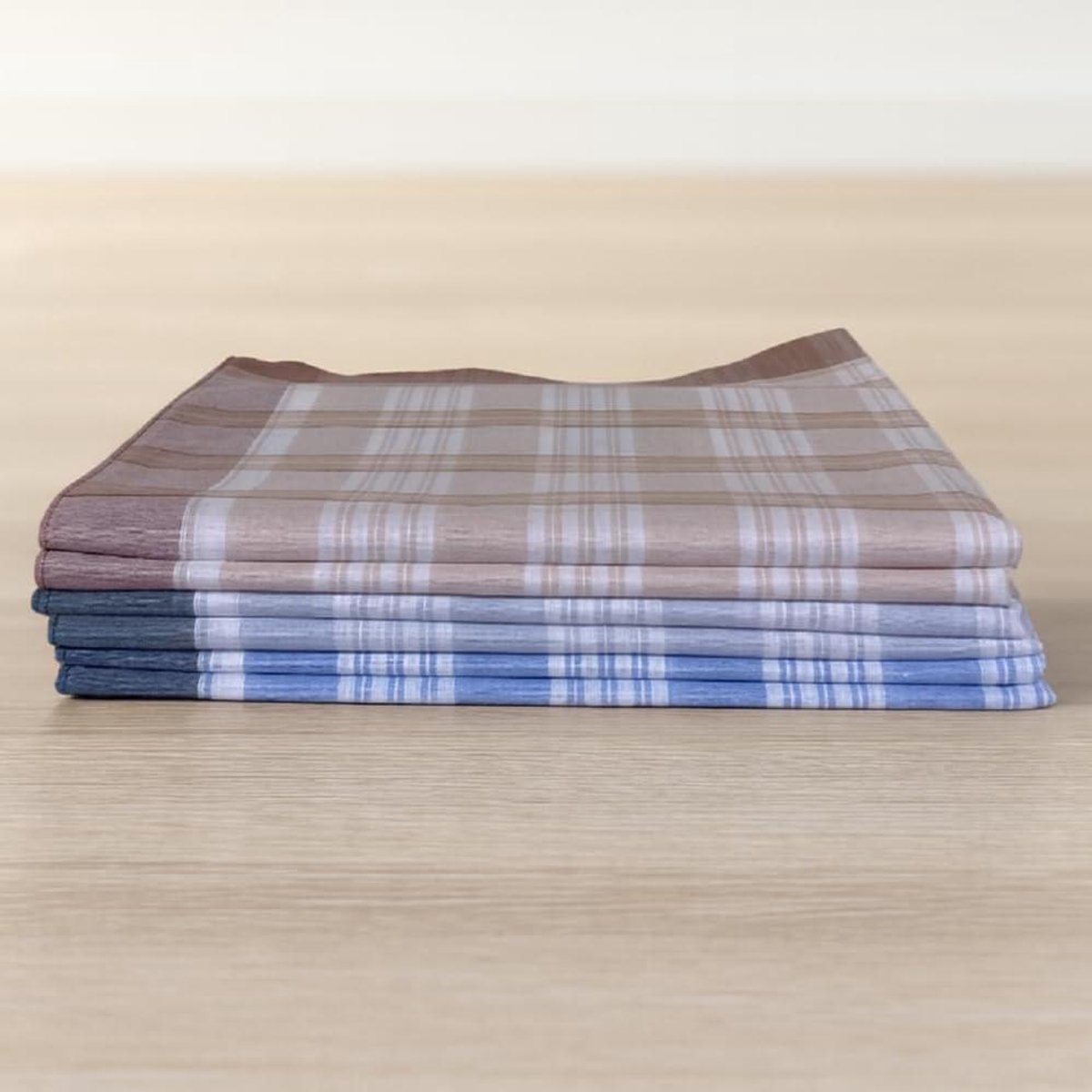 Zakdoeken Set - Zakdoekjes Katoen - Dagelijks Gebruik - Geruit Patroon - 50x50 cm - Blauw Grijs Oranje