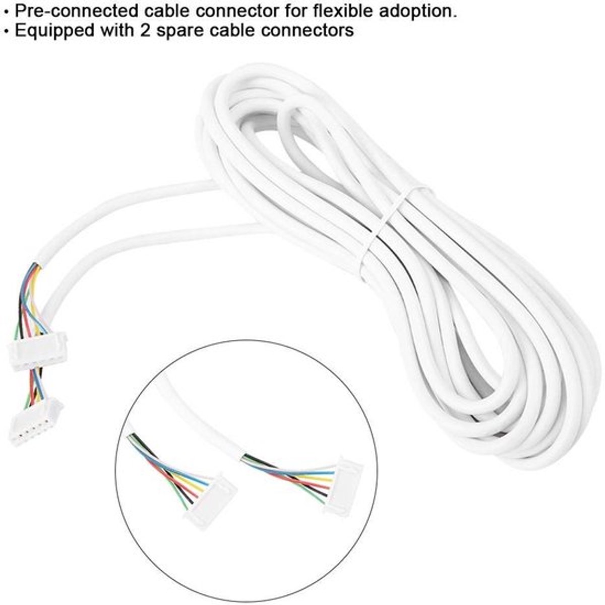 Deurbeldraadkabel 6-aderig 5 m - Koperen Kabel - PVC Isolatie - Wit - Duurzaam - 0,3 mm²