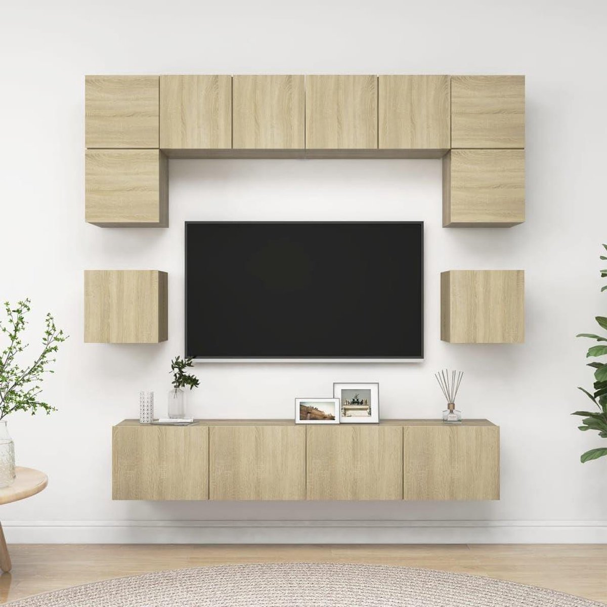TV-standaardset - TV-meubelset - Woonkamer Inrichten - 8-delige set - 90 x 895 cm - Sonoma-eiken