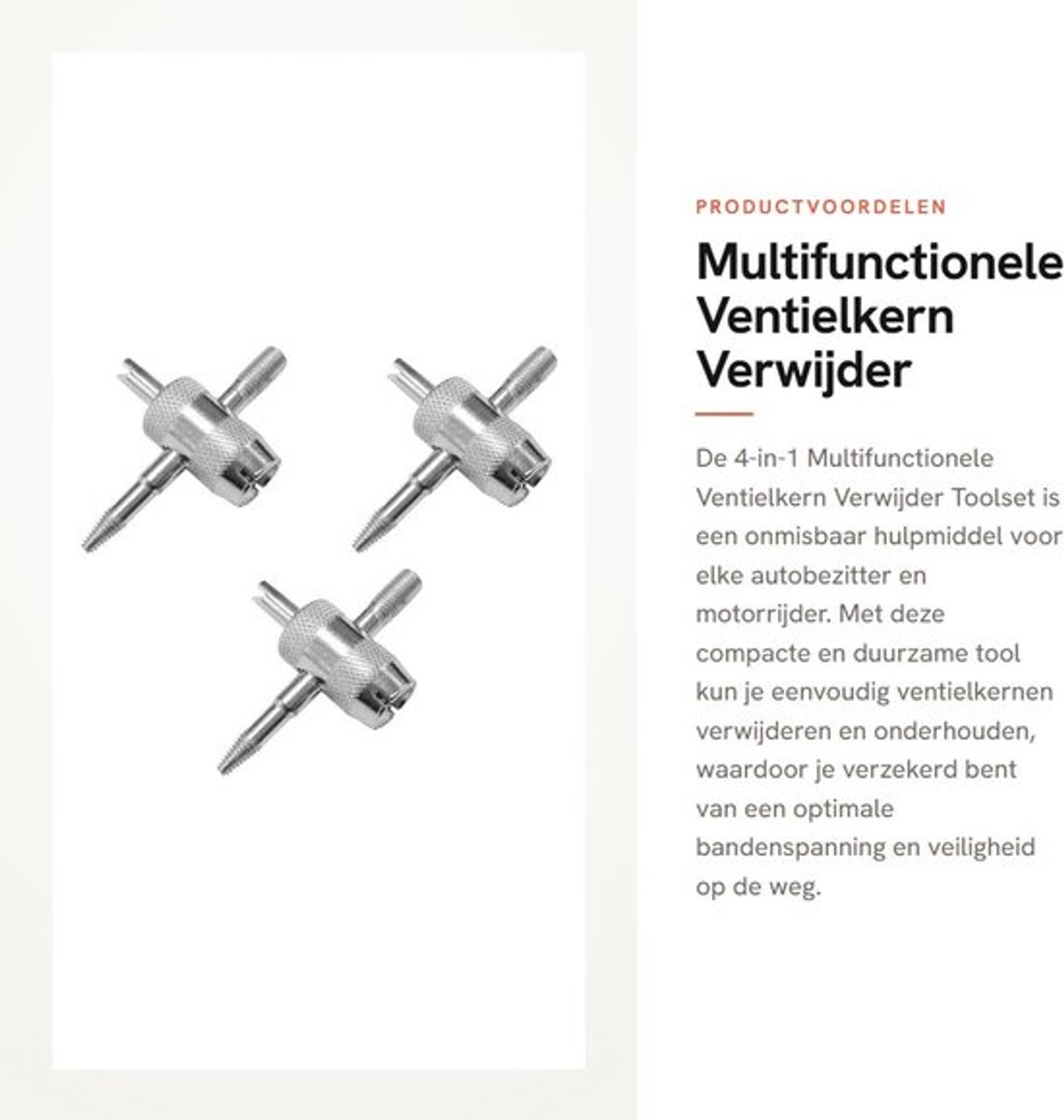 Ventielkern Toolset 4-in-1 - Multifunctionele Ventielkern Verwijderaar - Compact - Duurzaam - Eenvoudig Onderhoud - Uniek Ontwerp - Bandenventiel Tool