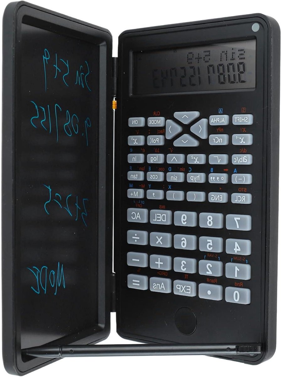 Wetenschappelijke Rekenmachine - Rekenmachine met Schrijftablet - Studeren en Werken - 240 Functies - Compact Formaat - Zwart