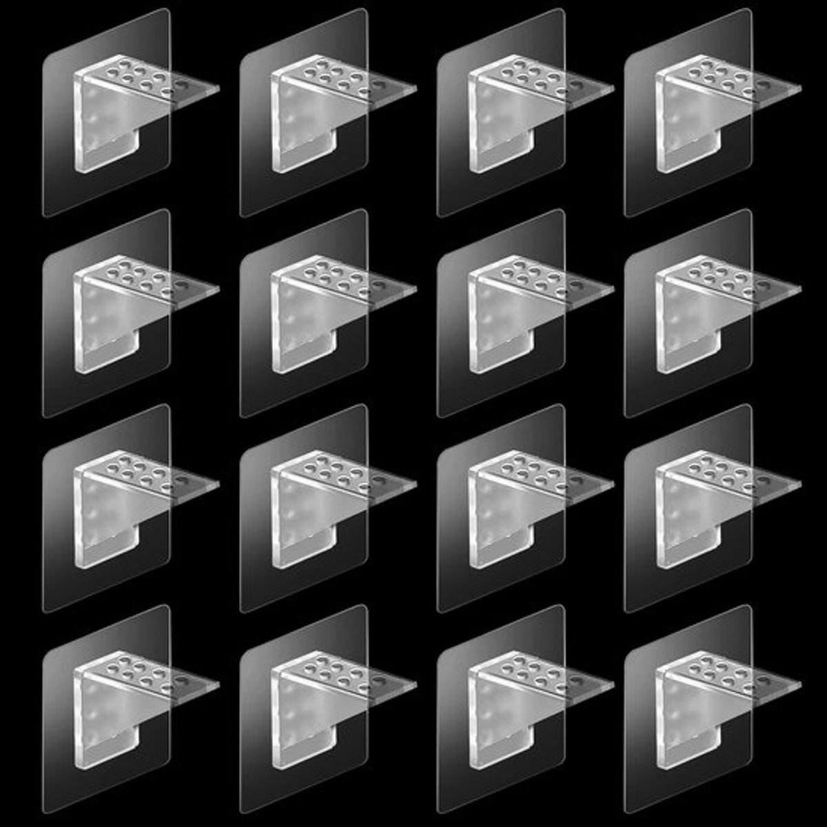 Plankhouder Zelfklevend - 12 Stuks - Transparant - ABS-Kunststof - Geschikt voor Muren/Tegels/Hout - Lange Levensduur - Plankbeugels