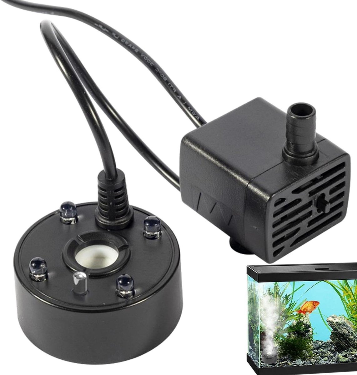 Mistmaker Aquariummistmaker - Rookmachine Verstuiver Fogger - Decoratieve Sfeer Creëren - Ultrasone Verstuivingstechnologie - 6x5x6 cm - Zwart