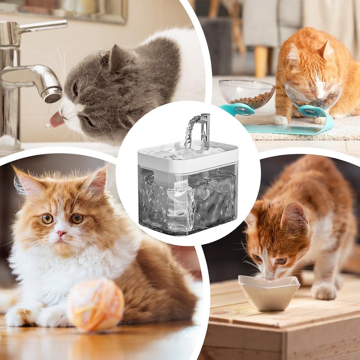 Kattenwaterfontein - Drinkbak Kat - Huisdier Gezond Houden - Ingebouwd Filtersysteem - 17x127x14cm - Wit