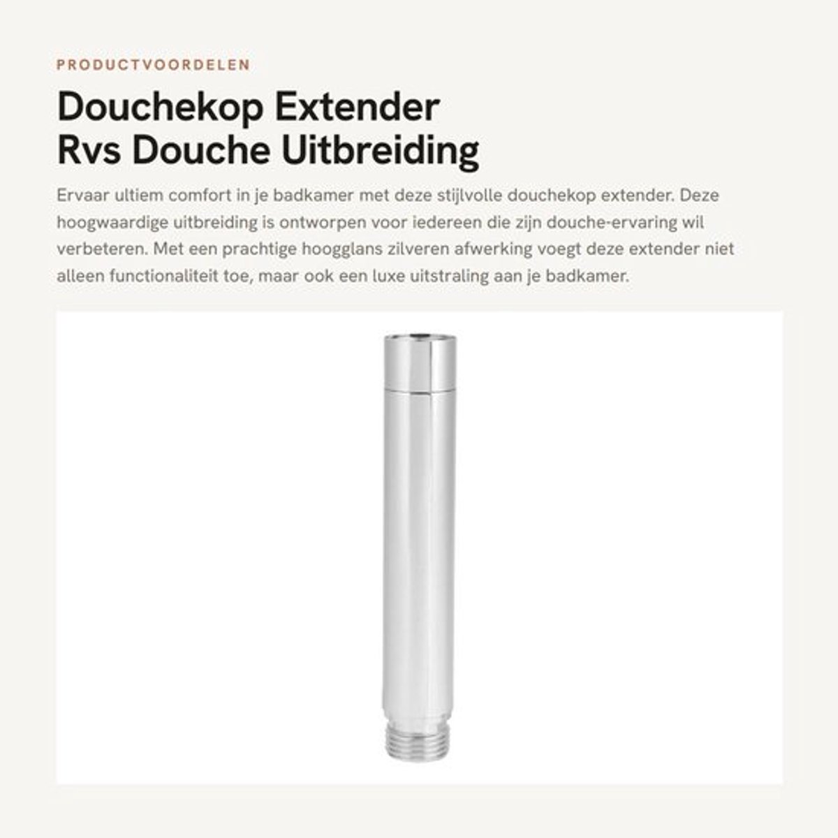 Douchekop Extender 4 Inch - RVS Douche Uitbreiding - Douche Accessoire - G1/2" Koppeling - Hoogglans Zilver - Duurzaam Materiaal - Douchearm