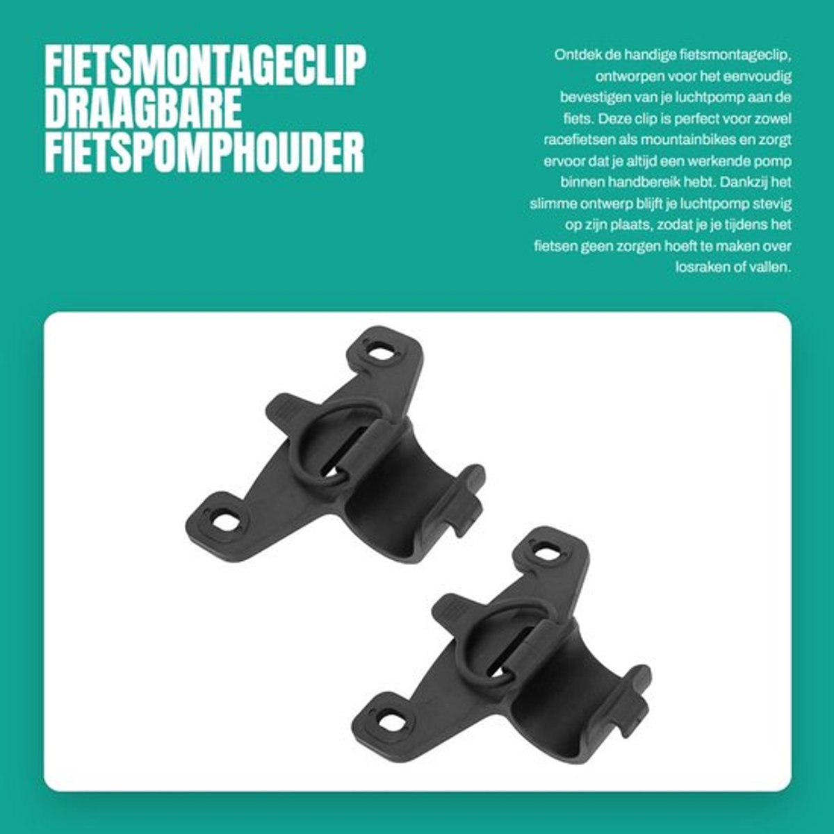 Fietspomphouder Universele Beugel - Draagbare Montageclip - Geschikt voor 20 mm Luchtpompen - Flexibele Installatie - Antislip Ontwerp - Voor Racefiets/Mountainbike - Fietsmontagebeugel