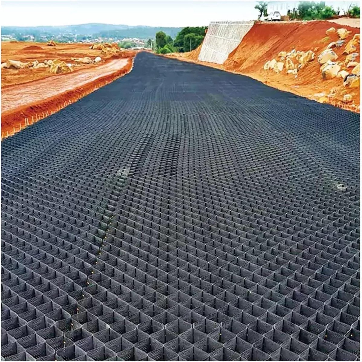 Grindrooster Bodemplaat - Stabilisatie Grid Bodem - Oprit Aanleggen - Duurzaam HDPE Materiaal - 100cm x 300cm - Zwart