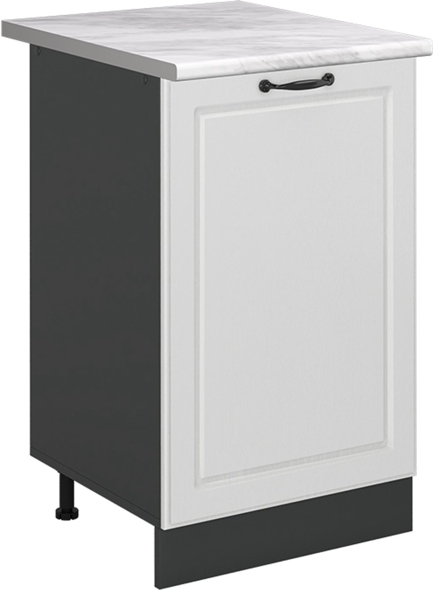 Vicco Keukenonderkast R-Line, Wit landelijk/Antraciet, 50 cm marmer werkblad