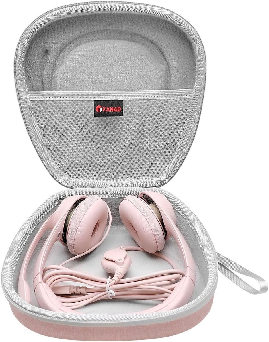 Hoofdzak voor Hoofdtelefoons met Microfoon - Beschermende Tas voor Logitech en Jabra - Geschikt voor H340, H390, Blackwire 3220/3225, Evolve 10/20/30, Evolve2 65/40/55 - Roze