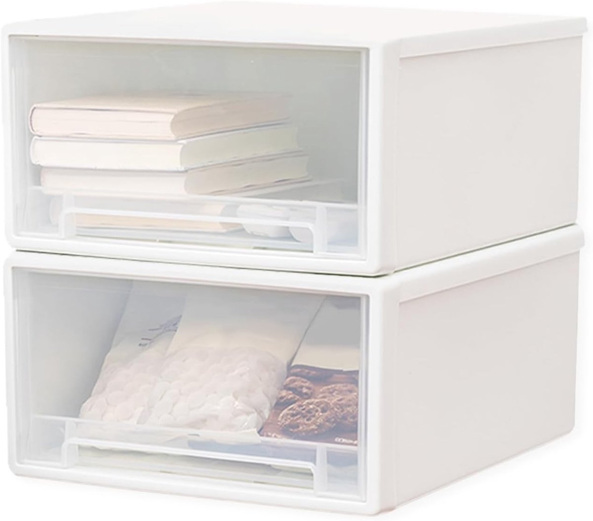 Stapelenbare plastic opbergdozen voor kantoor en huisorganisatie - Ruimtebesparende opslagoplossingen voor documenten en accessoires