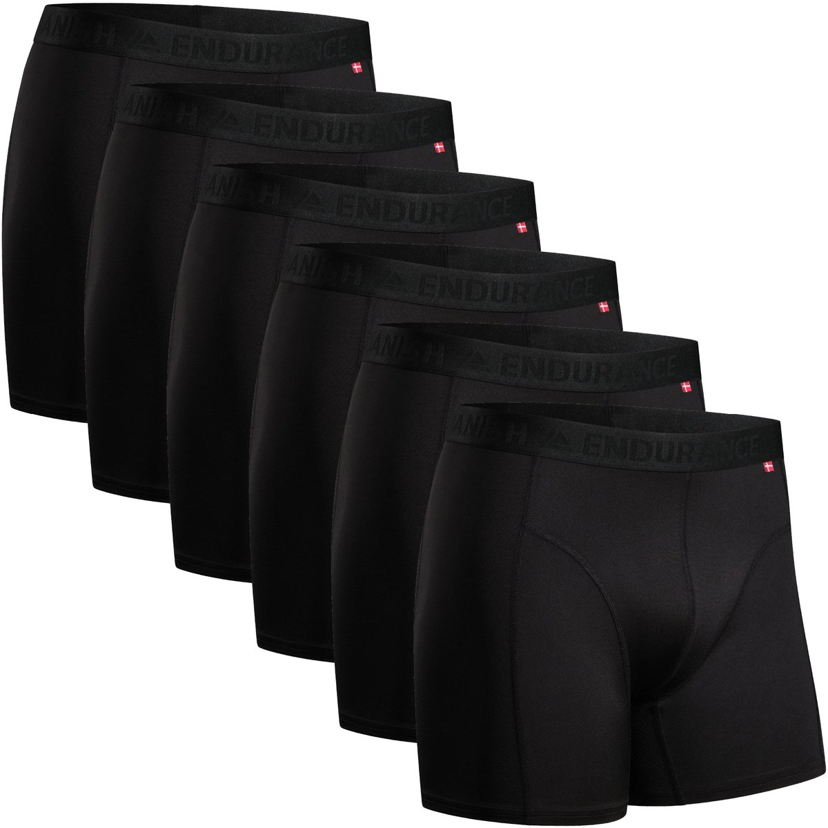 DANISH ENDURANCE Sportonderbroeken Heren - Quick Dry - Sport Boxershorts - 6 pack - Zwart - Maat 3XL