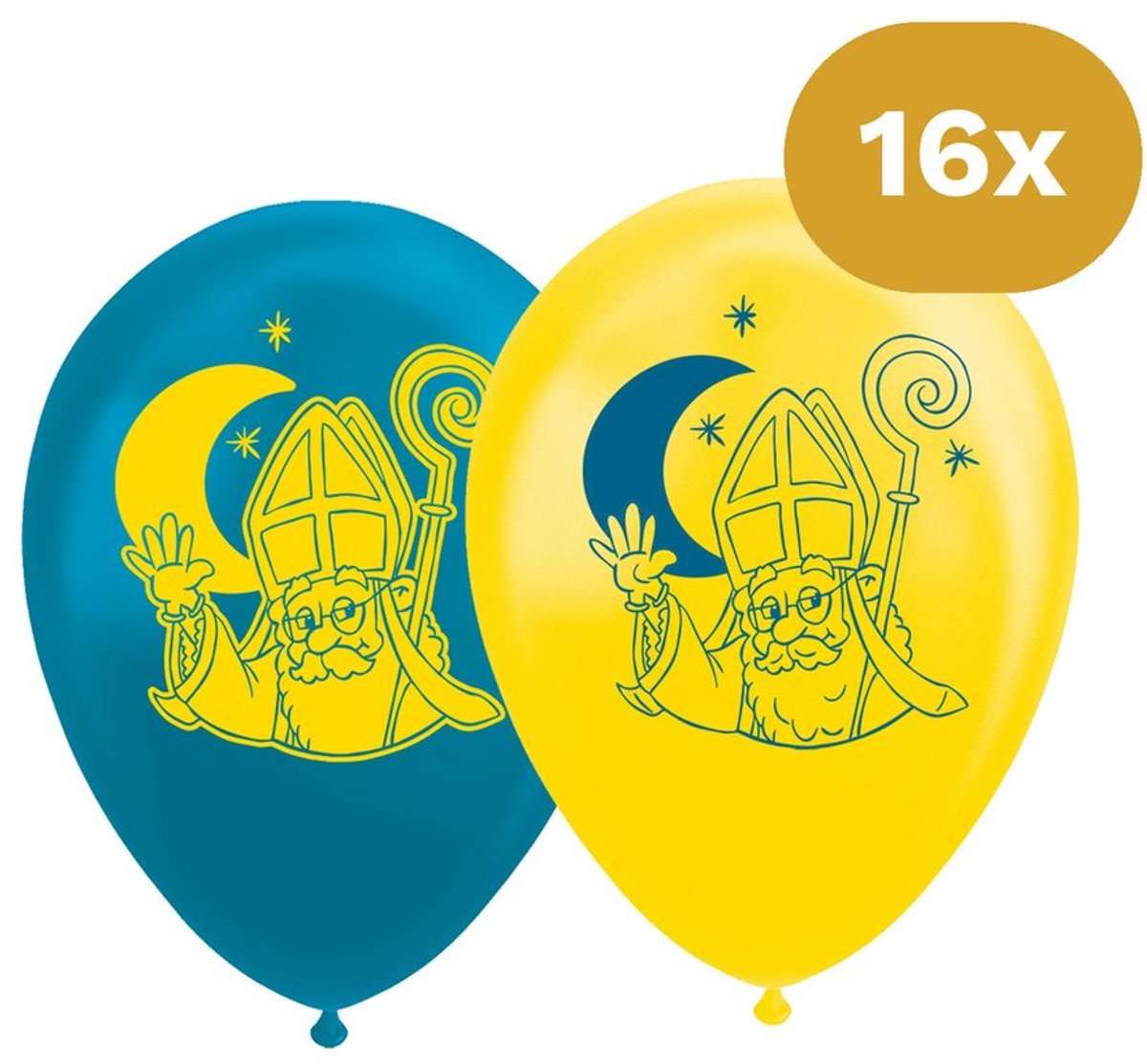 16x Sinterklaas Ballonnen 12 inch / 30cm - Latex Ballonnen Print Sint - Decoratie Versiering Pakjesavond
