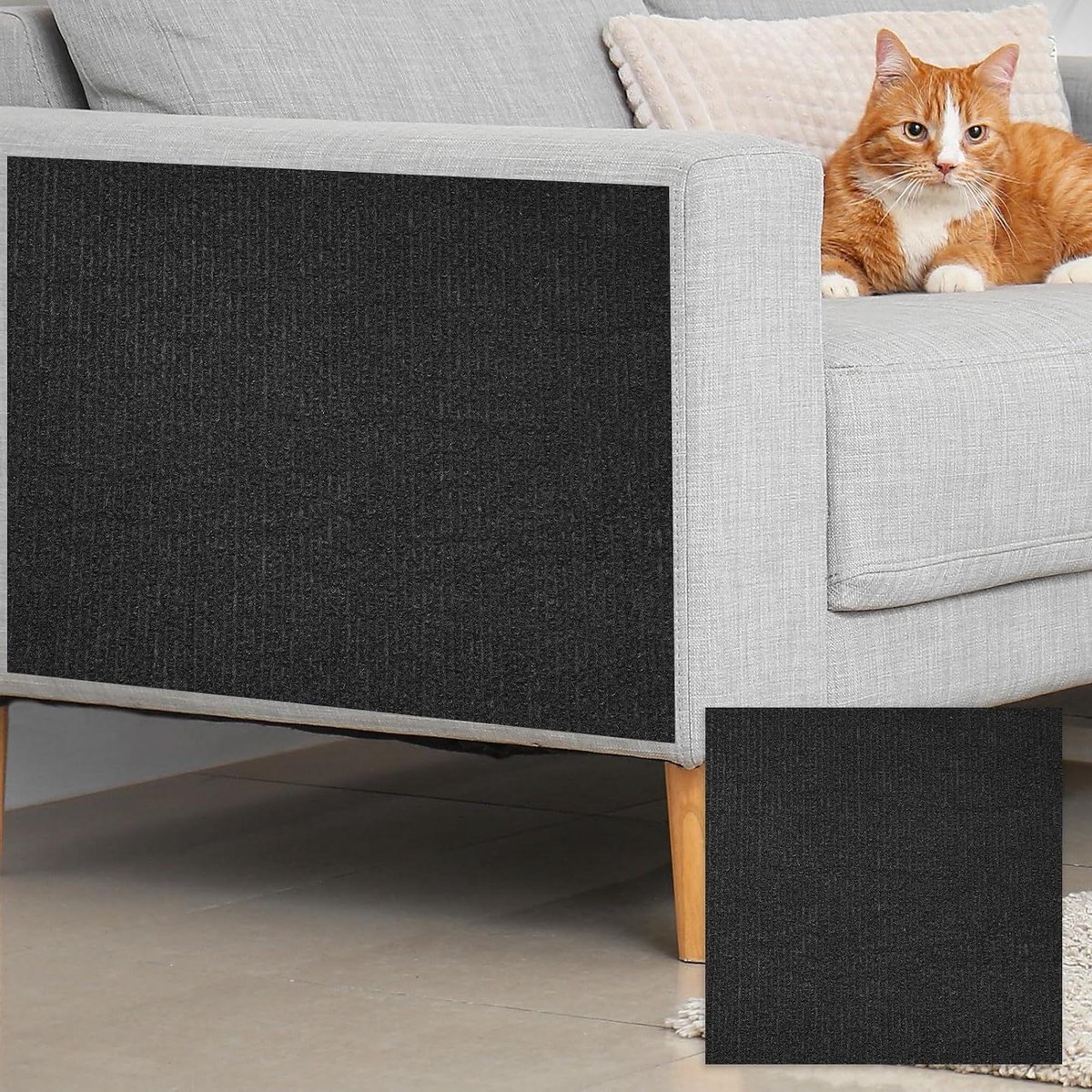 Krabmat voor Katten - Bankbeschermer Kat - Meubels Beschermen - Zelfklevend Vilt - 6000 x 6000 mm - Zwart