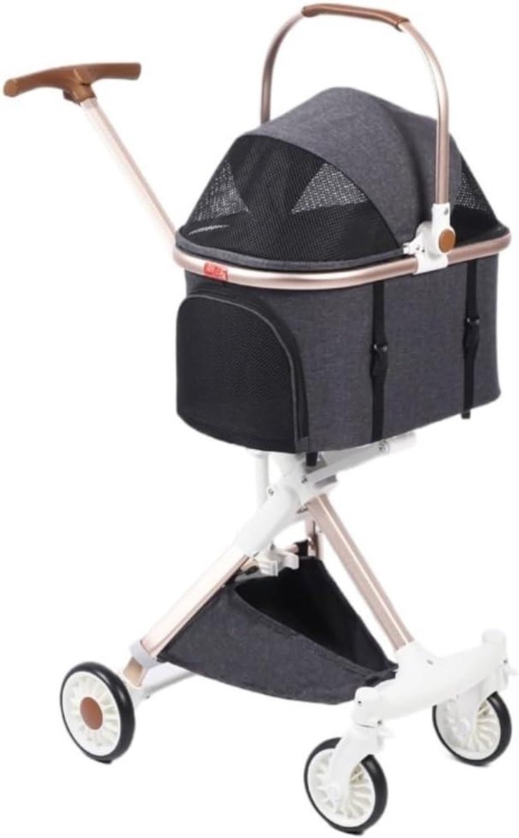 Huisdier Kinderwagen - Hondenbuggy Kattenwagen - Comfortabel Reizen - Opvouwbaar Met Eén Knop - Tot 15 kg - C