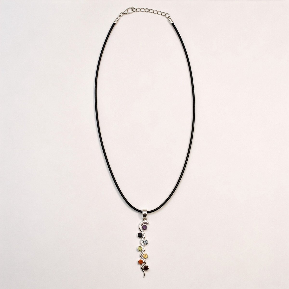 hanger - Indiase Devotie Hangers - Verzilverd (45cm Koord) - Slang Chakra