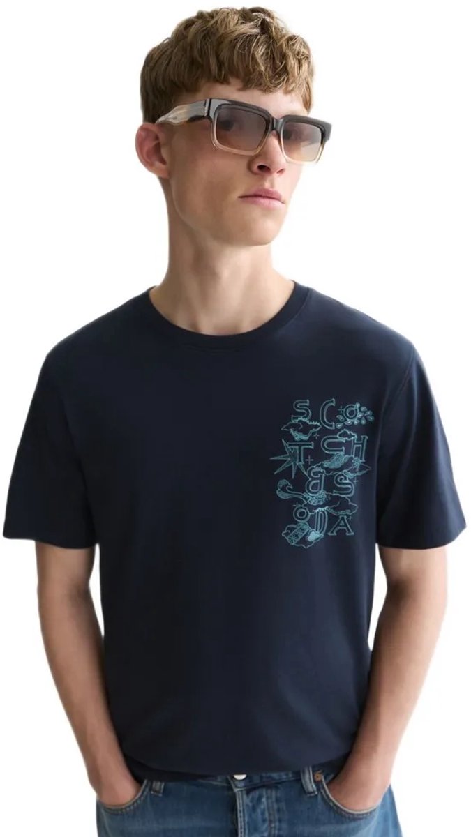 Scotch & Soda 183729 T-shirt Met Korte Mouwen Blauw S Man