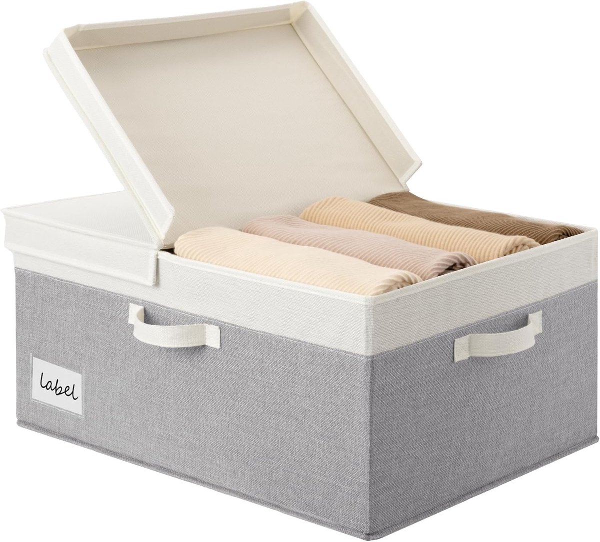 Opbergdoos met Deksel, Vouwbare Opbergmand voor Kleding en Speelgoed, Extra Groot, Wit en Grijs, Ideaal voor Organisatie en Ruimtebesparing