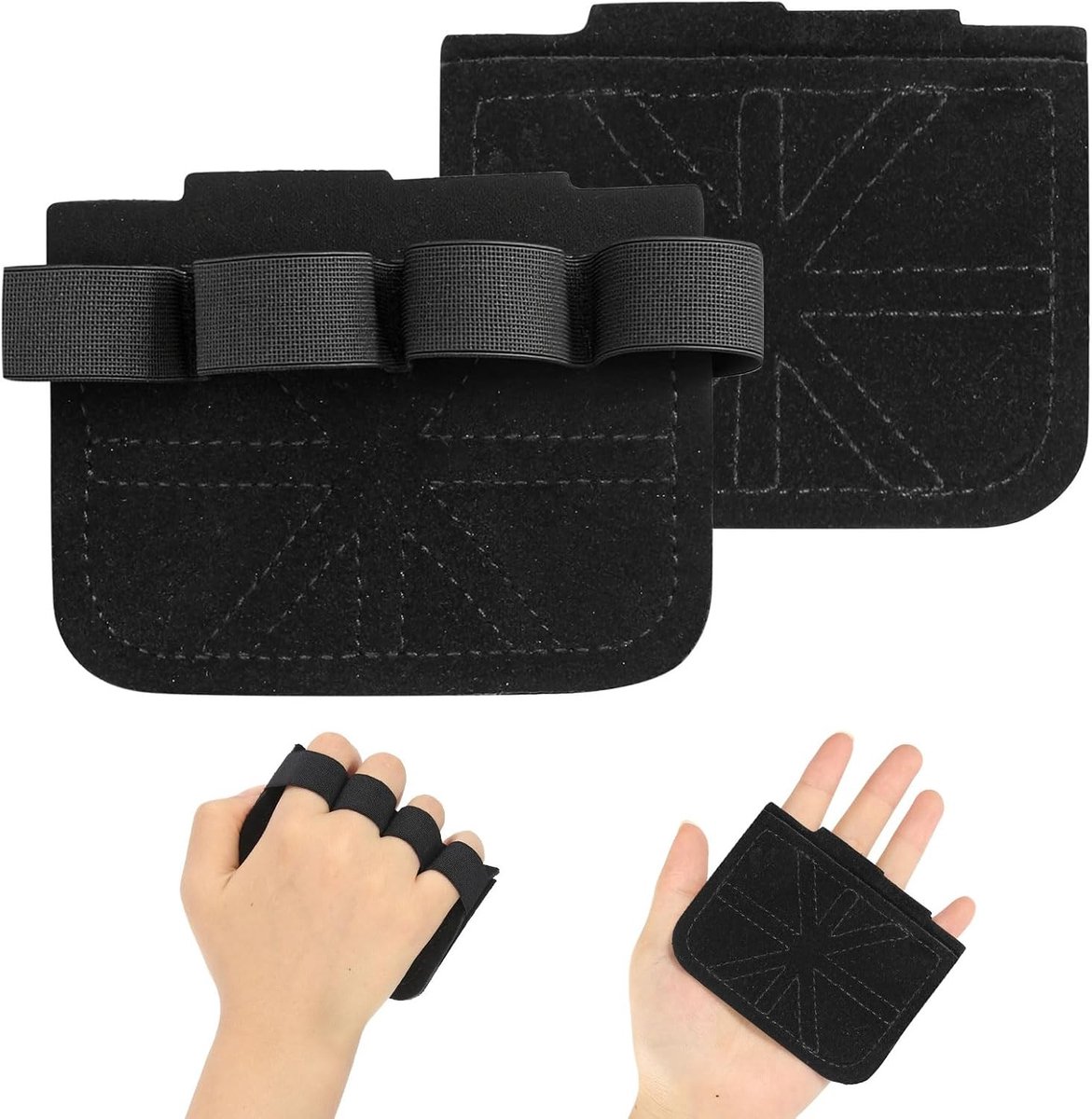 Fitness Grip Pads - Krachtsport Griphulpen - Verbeteren Kracht Training - Ergonomisch Ontwerp - 9.7x7.6cm - Zwart