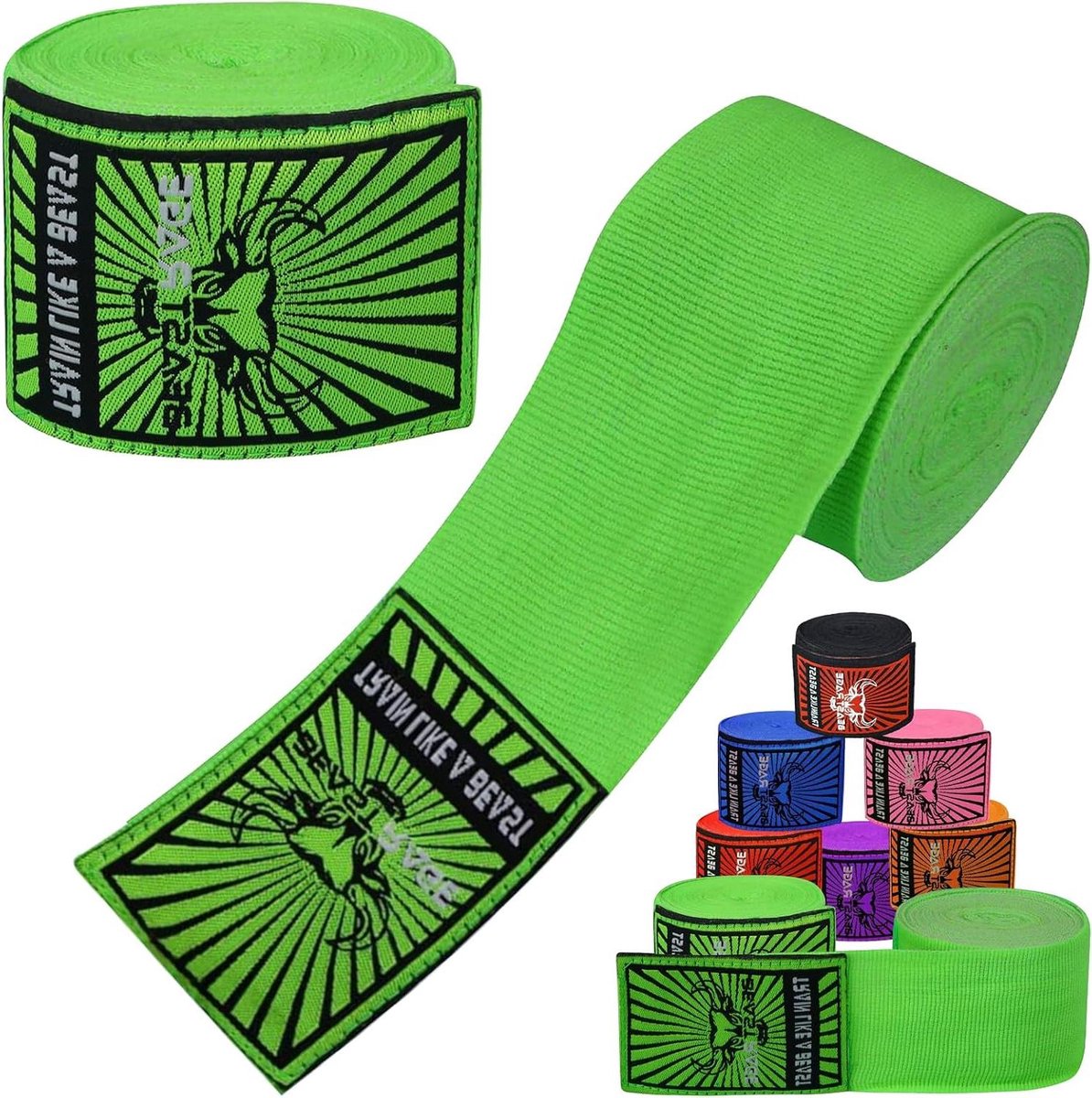 Hand Wraps - Boksbandages - Vechtsport Training - Verstelbare Klittenbandsluiting - 4.5 Meter - Parrot