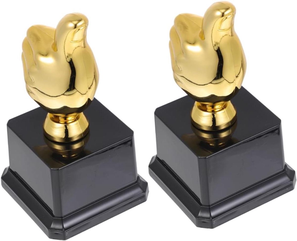 Duim Trofee Beker - Kinder Trofee - Feest Decoratie - Uniek Ontwerp - 7.5 cm Hoogte - Gouden