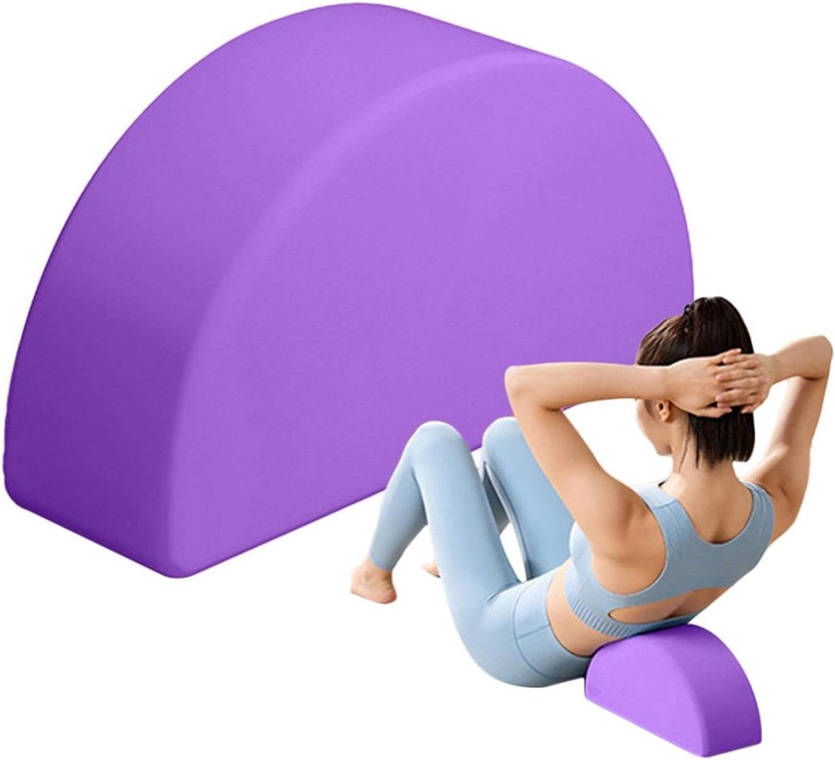 Halfrond Yogablok - Fitness Steen Pilates Blok - Balans Verbeteren - Antislip Matte Textuur - 24.5x12.5x7.6cm - Paars