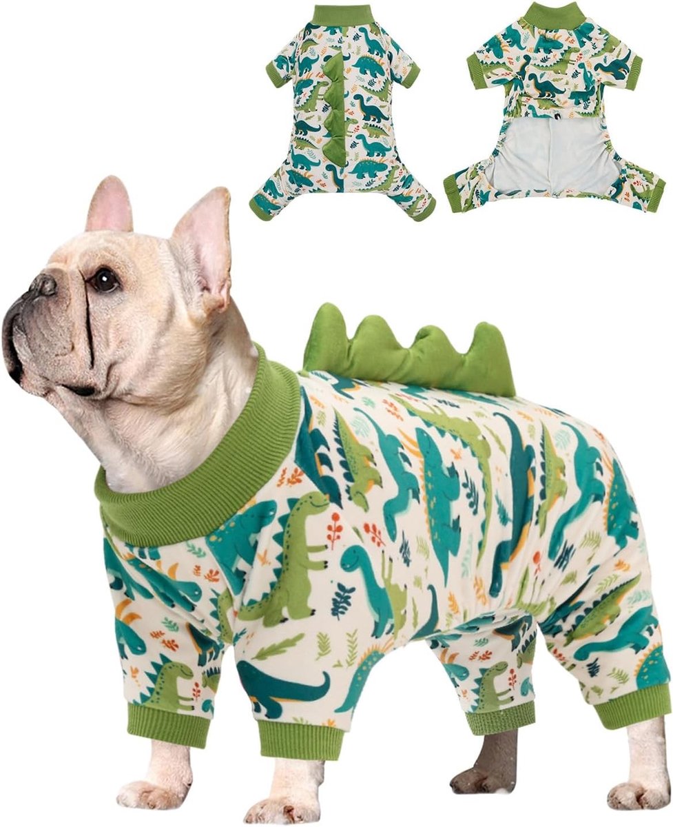 Hondenbadjas maat XS - Dino's - XS - Spandex Kristalfluweel - Warme Pyjama voor Kleine Honden
