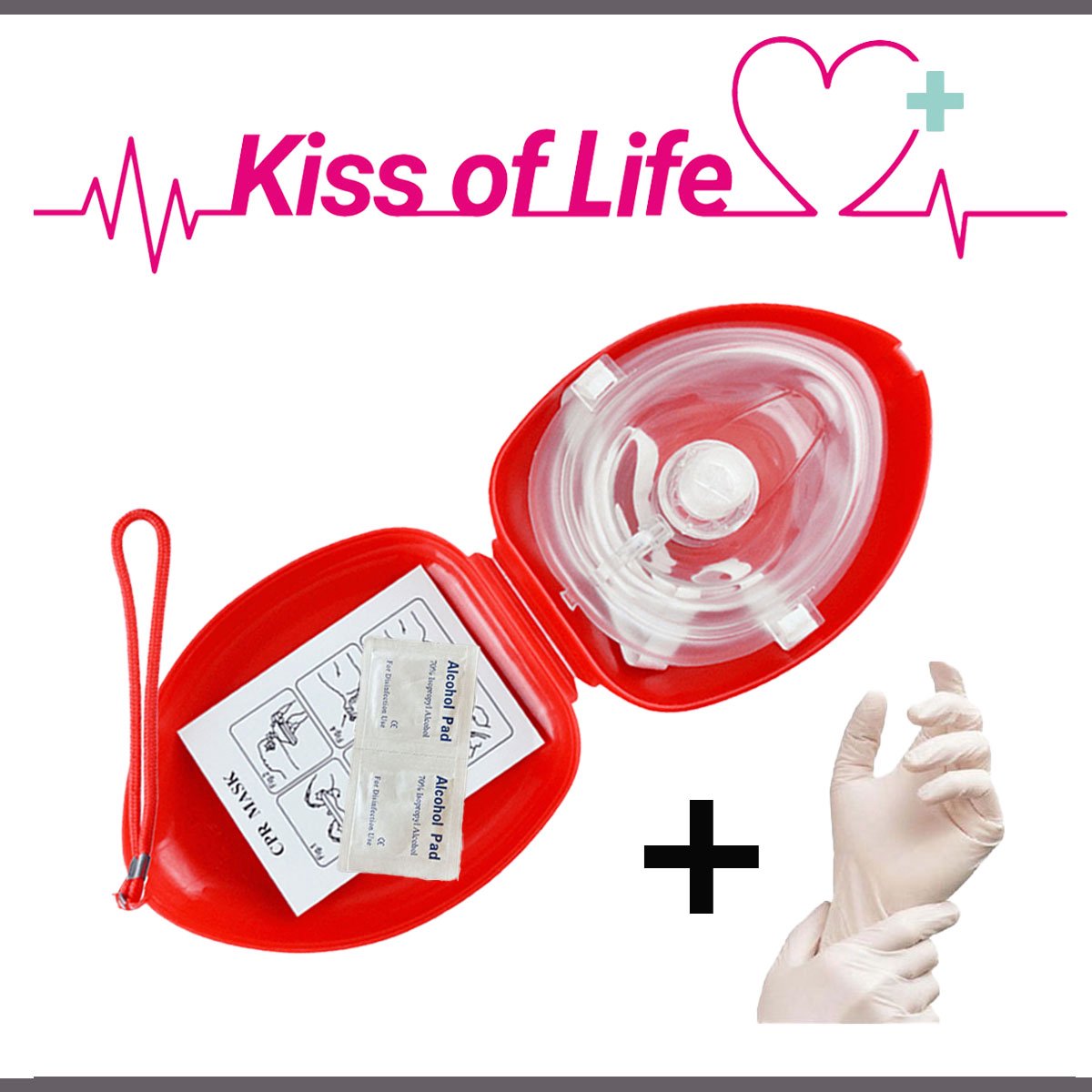 Beademingshulpmiddel | Beademingsmasker in pocketmask | Kiss of Life | Reanimatiemasker | Rood | Vandaag besteld = vandaag verzonden