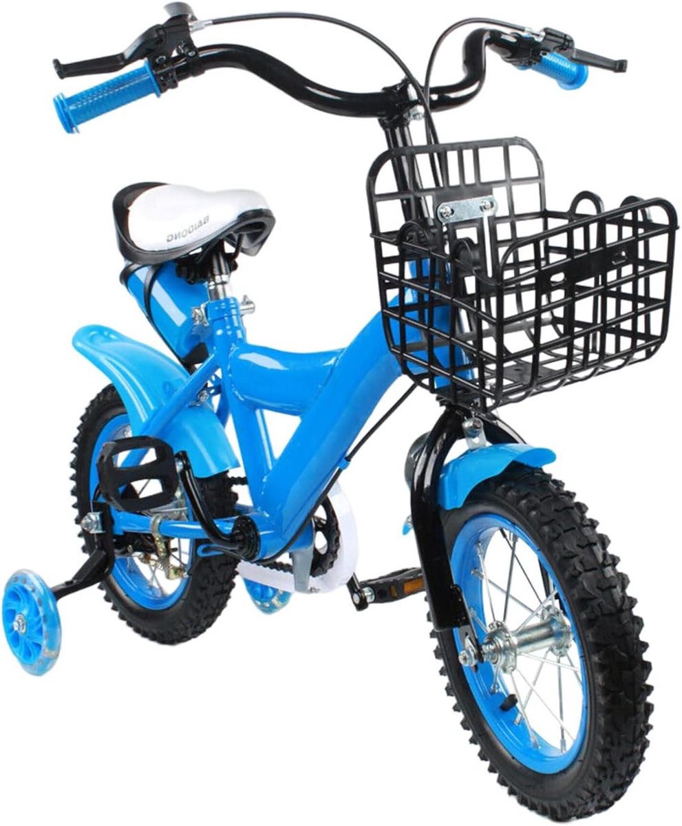 Kinderfiets 12 inch Loopfiets met trappers Leren fietsen Dubbele rem en steunwielen 80-95 cm lichaamslengte