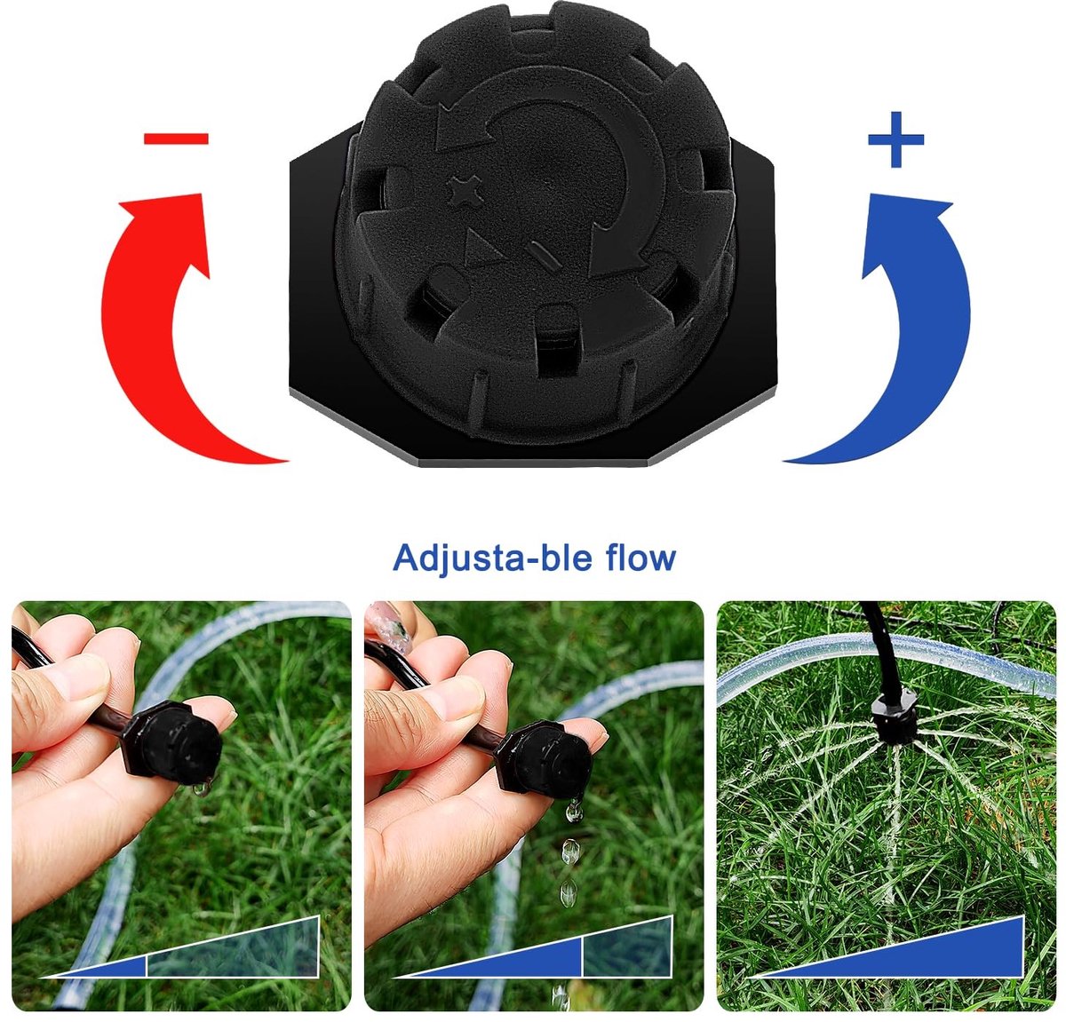 200 Stuks 1/4 Inch Verstelbare Irrigatie Drippers en Sprinklers, Micro Emitter Drippers voor Tuin, Gazon en Kassen, Antiklever Sprayers voor Efficiënte Watergift