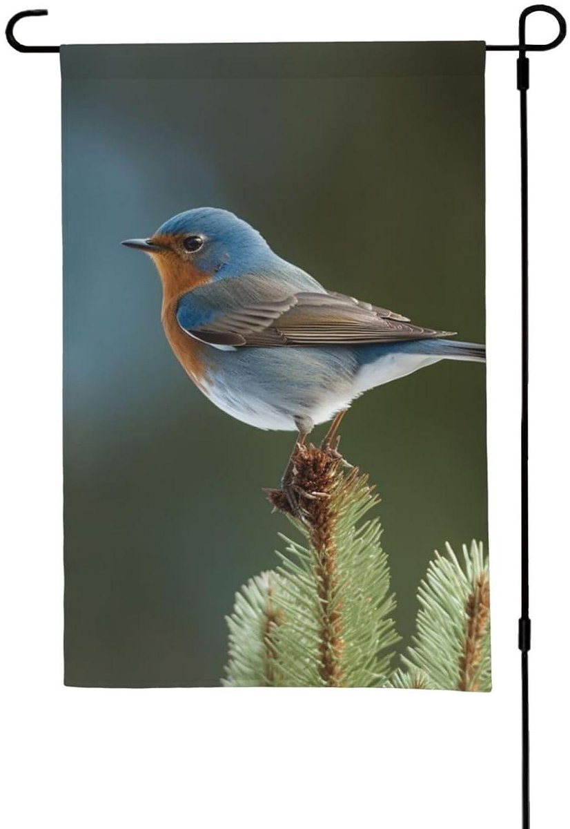 Tuinvlag Dubbelzijdig - Buitenbanner Welkom - Tuindecoratie - Weerbestendig Polyester - 30 x 45 cm - Blauw