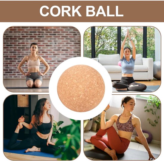 Kurk Yoga Bal - Massage Bal Kurk - Spierontspanning - Natuurlijk Kurkmateriaal - 7 cm - Bruin — afbeelding 4