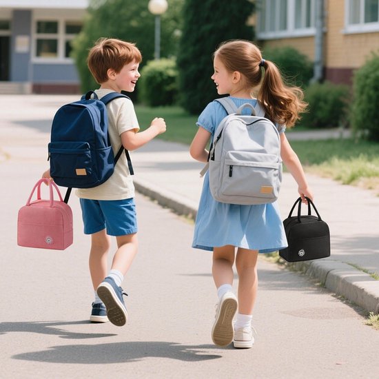Koeltassen set van 2 - zwart/roze - met zijzakken - compact en handig - voor werk, school, thuis van Merkloos — afbeelding 5