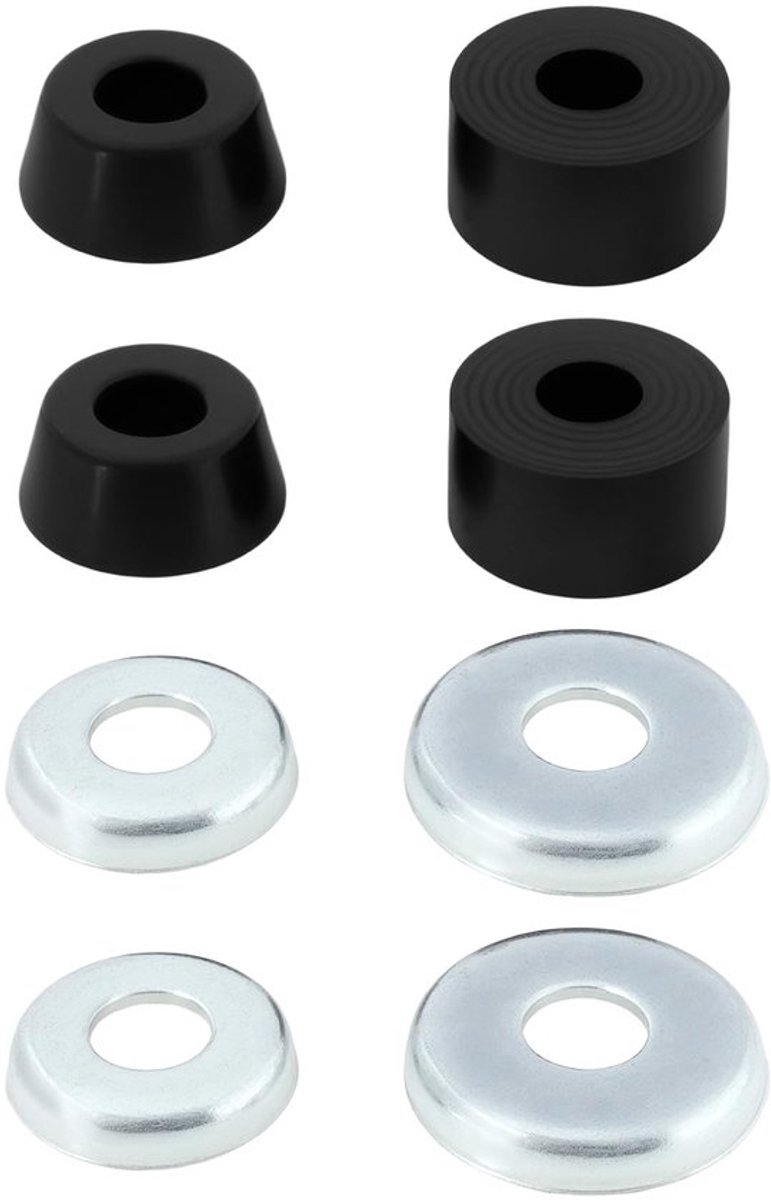 Skateboard Bushings 95A Hard - Cilinder Kussens - Compatibel met Independent/Venture/Thunder - Rubber/Metaal - 4x Bussen/Pads - Zwart/Silver