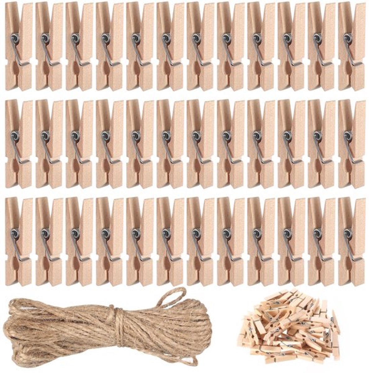 160 Stuks Houten Wasknijpers Klein - Mini Knijpers voor Foto's en DIY Decoratie