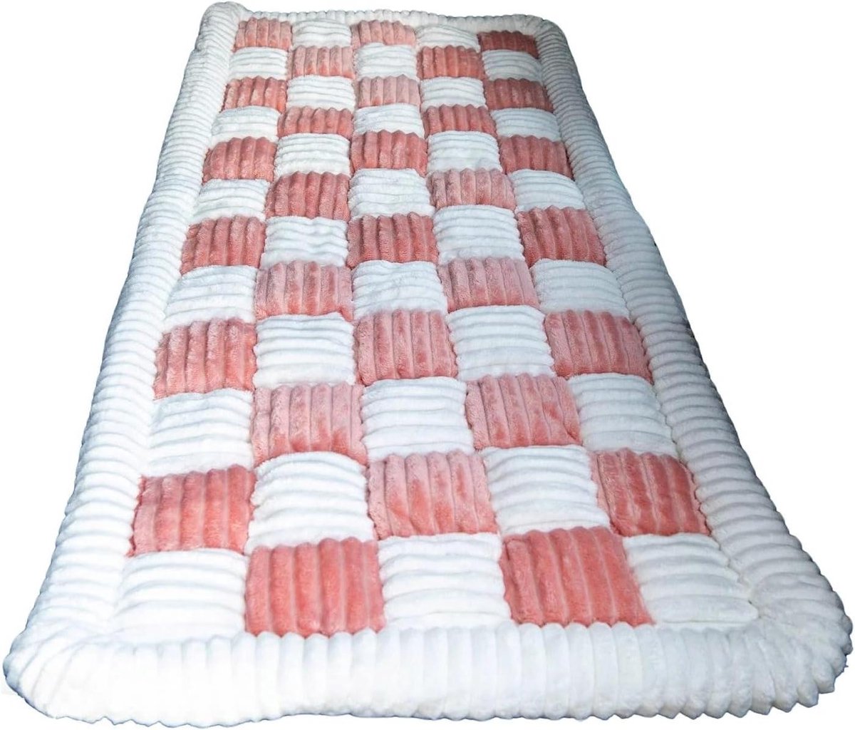 Honden Reismat - Huisdieren Autobed - Veilig Reizen - Zacht Pluche Ontwerp - 62 x 137 cm - Roze en Wit