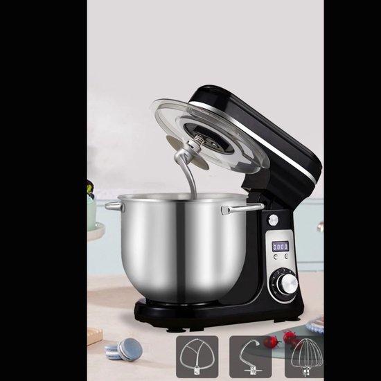 BioloMix BM601 - Keukenmixer - 1200W stille DC-motor - 6L RVS-kom - 6 snelheden - Voor brooddeeg, beslag & meringue - Krachtig kneden zonder lawaai van Biolomix — afbeelding 5
