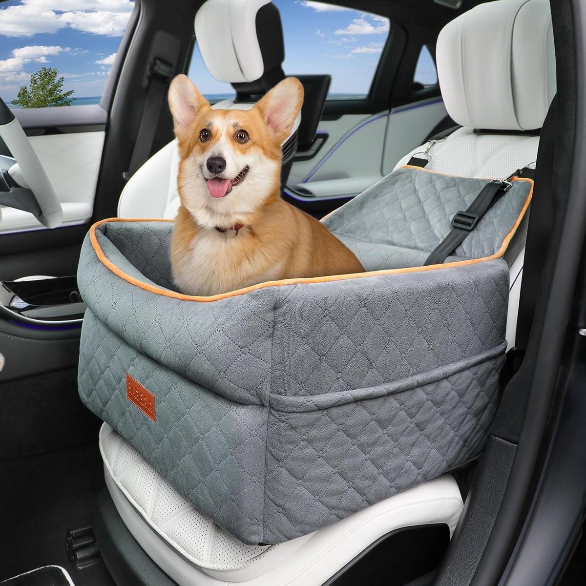Honden Autostoeltje - Reisstoel Huisdier - Veilig Reizen - Traagschuim Vulling - 475 cm Lengte - Grijs