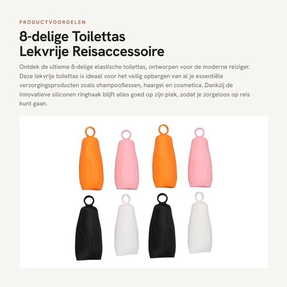 Toilettas Lekvrij - Reis Toilettas - Elastische Fleshoezen - Herbruikbare Accessoire - Geschikt voor Cosmetica - Stabiliteit en Gebruiksgemak - Reisflessen