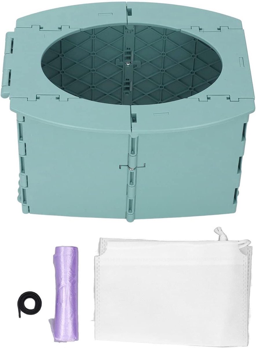 Draagbaar Opvouwbaar Potje - Reis Potje Baby - Zindelijkheidstraining Onderweg - Hygiënisch en Compact - 16 x 16 cm - Groen