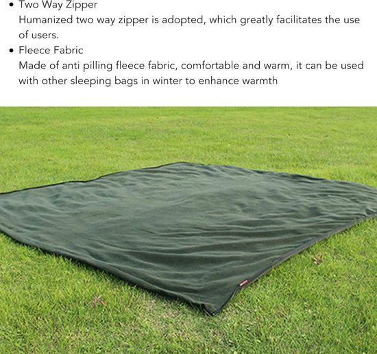 Fleece Slaapzak - Deken Slaapzak - Kamperen en Reizen - Hoge Dichtheid Fleece - 180x150cm - Groen — afbeelding 2
