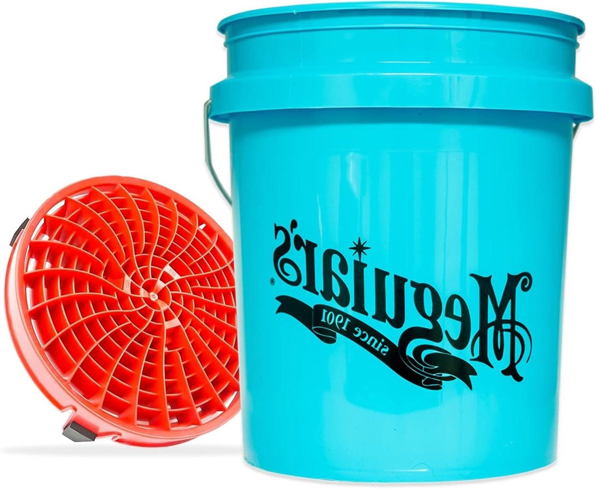 Autowasset Emmer - Wasemmer Set - Krasvrij Auto Wassen - Vuilslot Inzetstuk - 19 Liter - Blauw